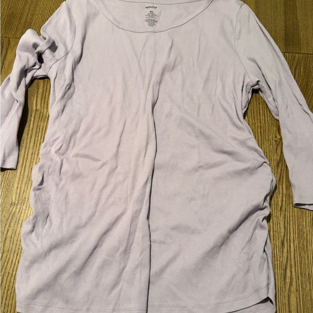 Sonoma Light Lavender Ribbed Scoop Neck Long Sleeve Top